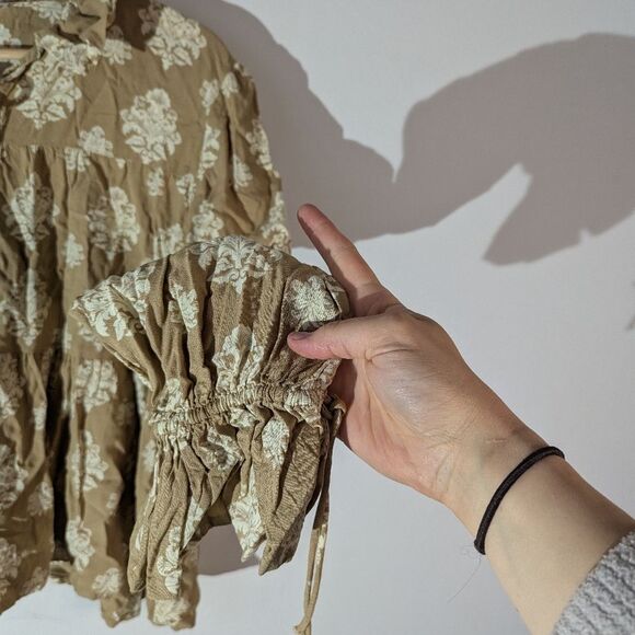 Bohera Floral Tan Boho Top Women's Size XL - Picture 4 of 8